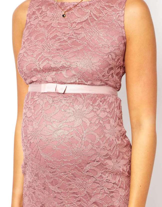 ASOS Maternity Exclusive Lace Bodycon Dress With Ribbon Detail